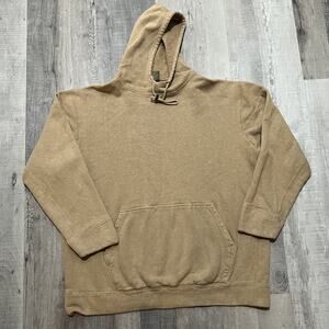 Two Jupiters Blank Hemp Hoodie Beige Tan Mock Neck Drawstring Pull Over 2XL